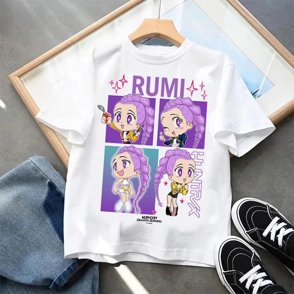 Kpop Demon Hunters Short Sleeve T-shirt Harajuku Tiger Design Children's Clothing for Boys And Girls