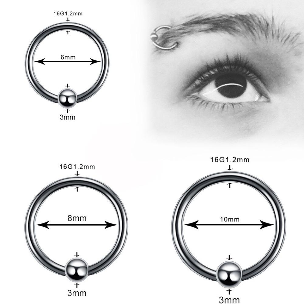 Stainless Steel Ball Hoop Earrings Nose Ring Nipple Ring Lip Stud Eyebrow Stud Navel Stud for Men Women Piercing Body Jewelry
