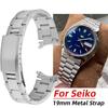19mm Nerezový řemínek pro Seiko No 5 Sxns80 Snxs79 Snxs77 Snxs73 SNXS75 Zakřivený řemínek Skládací spona Pánské hodinky Příslušenství
