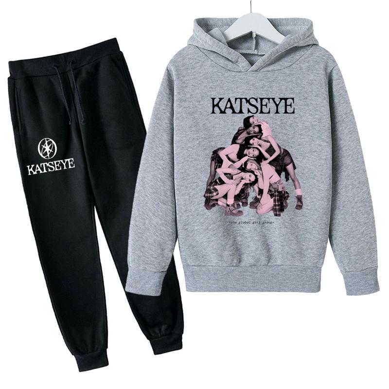 Autumn Girl Group KATSEYE Print Children Hoodies Sets Pants Suit 2 Pcs Sets Kids Boy Girl Clothing Casual Fashion Tracksuits