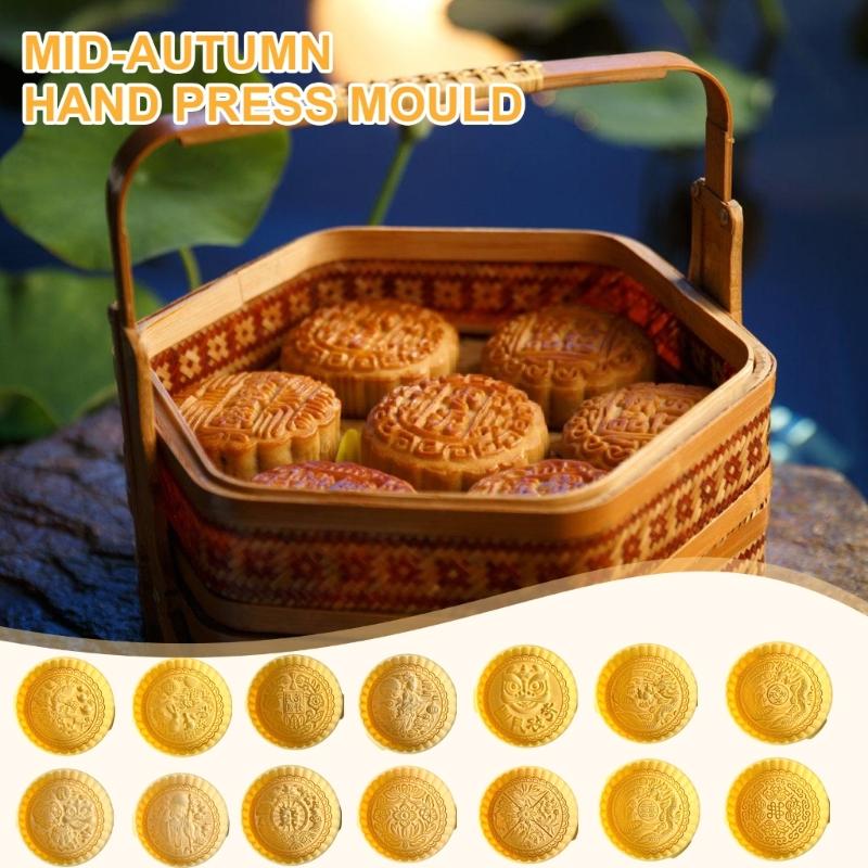 2Pcs Traditional Pattern Cookie Stamps Biscuit Press Mold Dessert Cutter Hand Press Pastry Mold Cake Decorating Tool