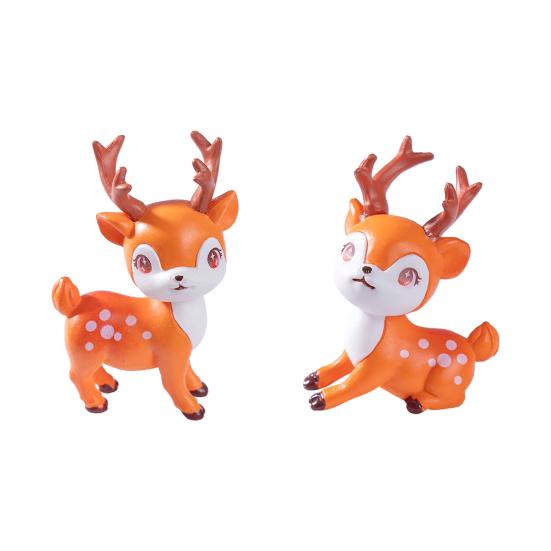 2 ks Mini Figurky Sika Jelena Ručně malované Miniatury Jelena Mini Zvířecí Sošky pro Pohádkové Zahrady Bonsai Mikro Krajina