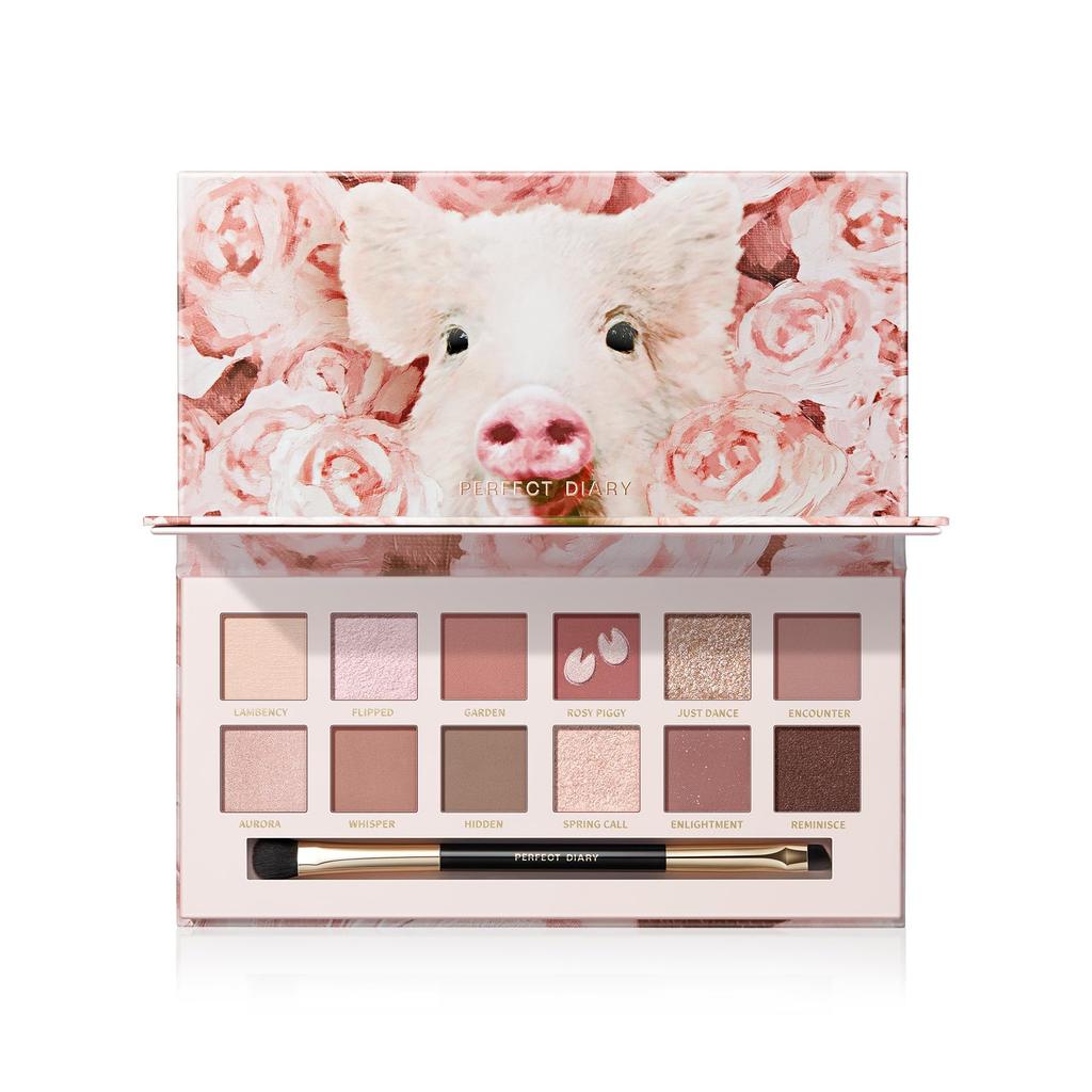 PERFECT DIARY Animal Eyeshadow Popular Eye Highly Pigmented Highly Adhesive Makeup Palette X 12 Palette, Makeup, Gift, & (1.2g Shades) (Rose Pink)