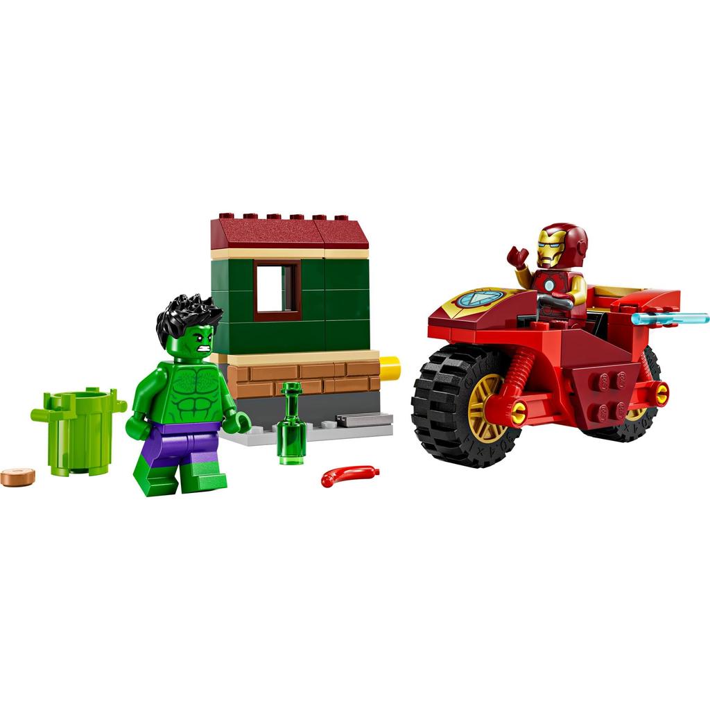LEGO Marvel Iron Man and Hulk on Bikes Toy - Birthday Present, Building Blocks, Educational Toy for Boys and Girls, Ages 4, 5, 6, Marvel Goods, Figure