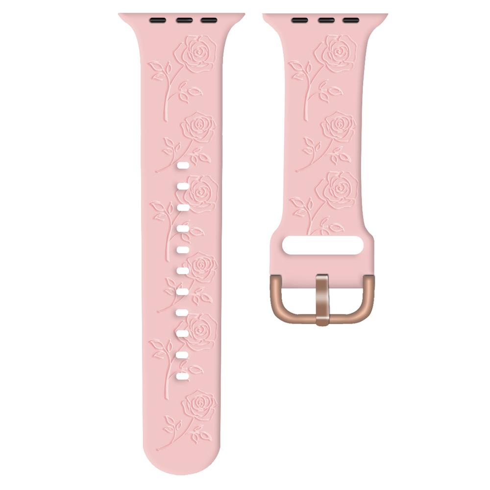 

For Apple Watch 10 46mm/Ultra 2/Ultra 49mm/9 8 7 45mm/SE (2023) SE (2022) SE 6 5 4 44mm/3 2 1 42mm Rose Silicone Band Pink