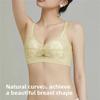 French Lace Rabbit Ear Cup Wireless Bra, Ultra-Thin Summer Bust Minimizer Side Gathering Women Bra