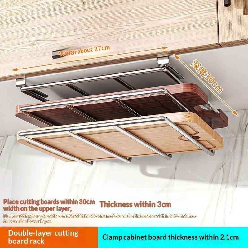 Under Cabinet Stainless Steel Cutting Board Holder Hanging Organizer Rack For Chopping Boards Kitchenware Storage