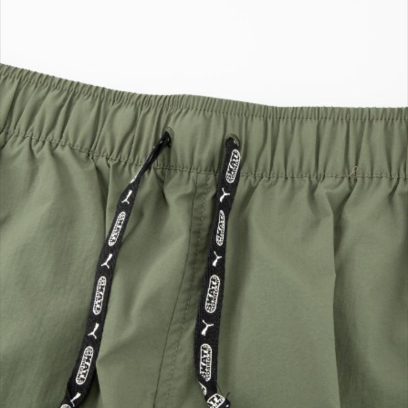 Puma Low Waist Elastic Drawstring Letter Logo Slim Fit Casual Shorts Men Shorts Army-Green 620218-73