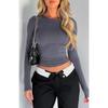 Popular women's casual long-sleeve T-shirt, spring and autumn solid color slim-fit pullover T-shirt, women's streetwear base shirt top