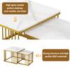 2-teiliges Set quadratische Hochglanz-Marmoroptik Kaffeetische, Stapeltische mit goldenen Beinen, 60*60*45cm und 45*45*40cm, Vielseitig