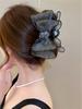 1 Women's Summer New Rhine-mesh Bow Grab Clip Back Head Disc Hair Clip Large Shark Clip Temperament Hair Clip Headpiece