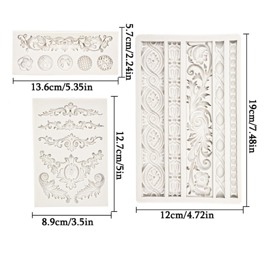 

3 шт. формочек для помадки в стиле барокко, силиконовые формы с завитками и кружевом, завитушки, формы для конфет, шоколада, конфет, шоколада, для украшения тортов, сахарной поделки, полимерной глины 3pcs