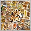 50pcs Waterproof Leopard & Tiger Cartoon Stickers for Journals & Computers