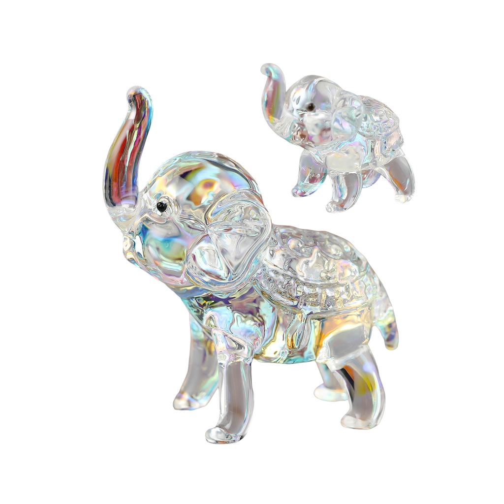 Elegant Elephants Figurine Collection, Crystal Carvings Elephants Statues for Home Or Office Decorative Art