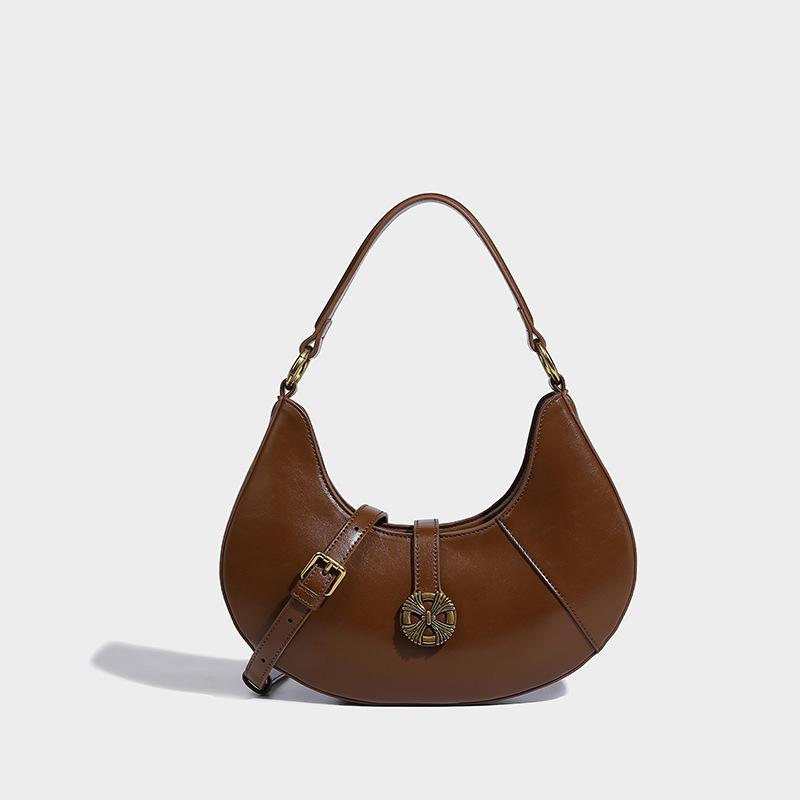 

Нішева передова пахвова передова текстура жіноча універсальна півмісяцева одноплечова коса проста жіноча сумка коричневий