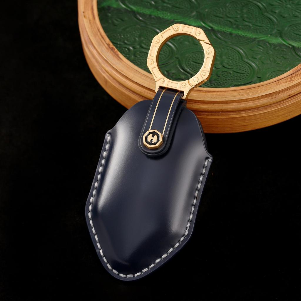 BYD Formula Leopard 5 Genuine Leather Car Key Cover with High-End Key Chain for Men and Women