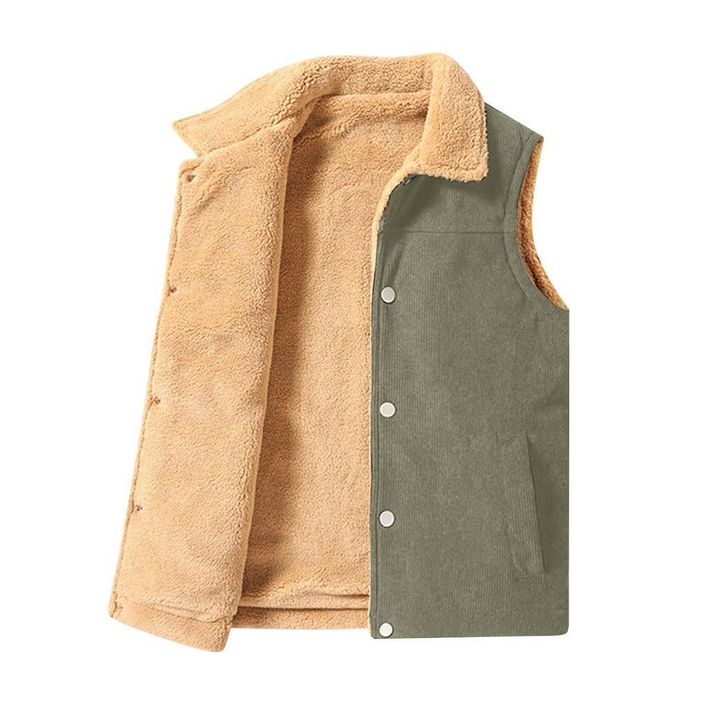 Autumn And Winter Men's Corduroy Vest Plush Oversize Vest Casual Coat