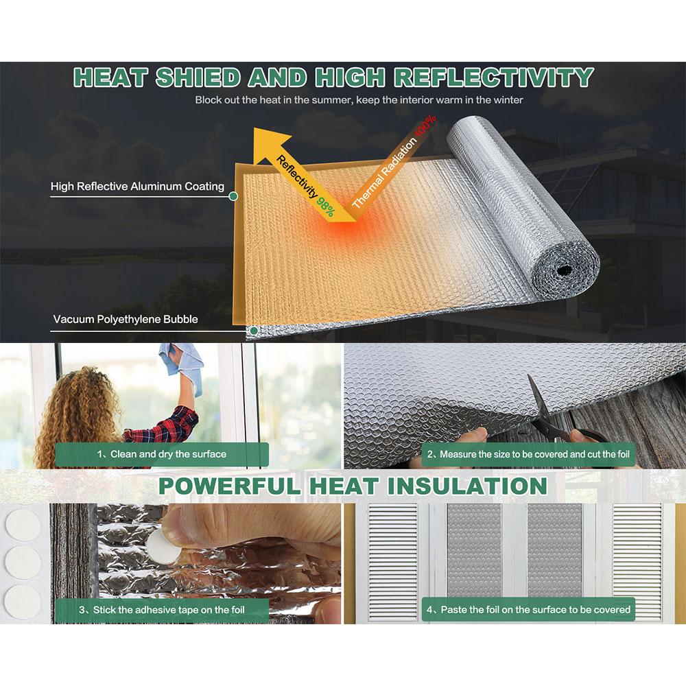 111/111/611mm Reflective Insulation Foam Aluminum Bubble Sheet Thermal Heat Window Film RV Roof Radiant Barrier Glass Cover Foil