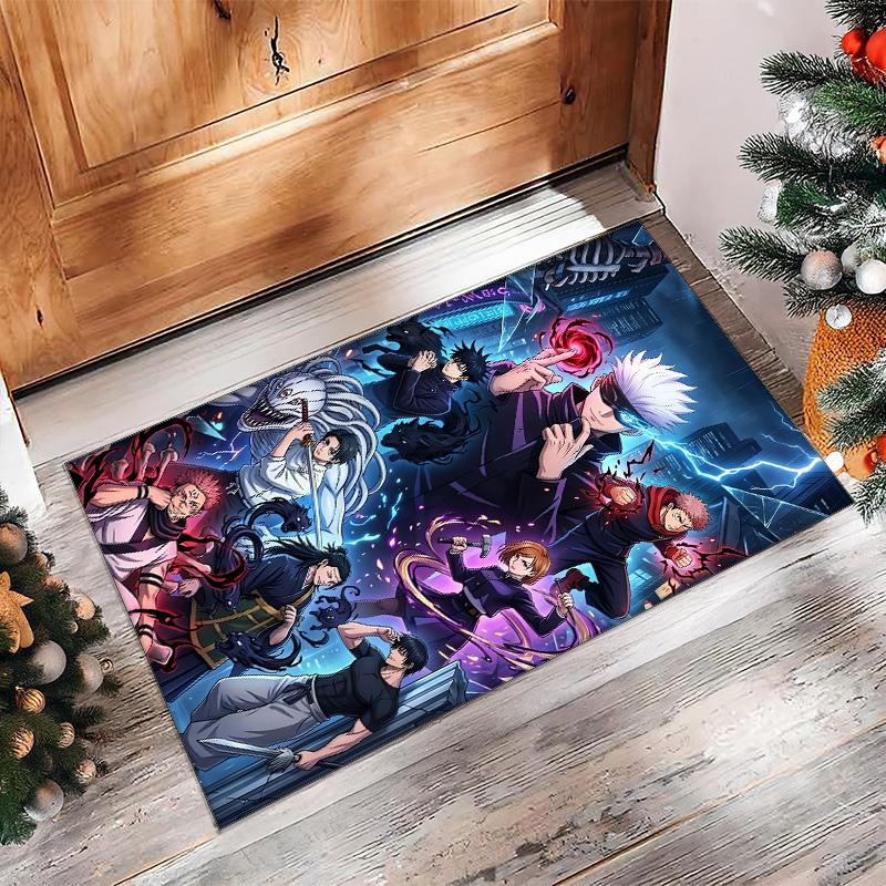 Soft Crystal Velvet Floor Rug,Jujutsu Kaisen Anti Slip Decorative Carpet, Plush Area Mat For Indoor Home Decoration