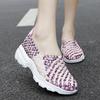 Summer Moccasin Pink Beach Shoes Women Multicolor Casual Weave Slip on Braided Elevator Sneakers Plus Size