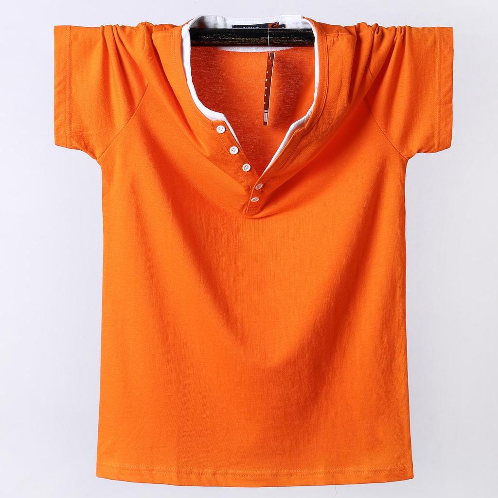 Men's Extra Large Summer Short-Sleeved T-Shirt, Plus Size V-Neck Color-Blocked Sports Top