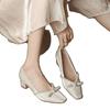 Middle Heel Crystal Xiuhe Wedding Shoes Women's Pearl New Thick Heel Single Shoes Small Fragrant French Dress High Heels Spring and Autumn Models