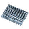 10 Piece Slotted Screwdriver Bit Set, 1Celsius4 Inch Hex Shank Screwdriver Bits Length 50mm,   Alloy Steel Magnetic Screwdriver Bits