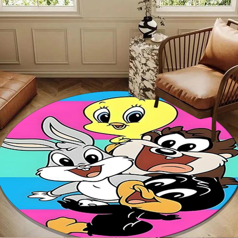 Cartoon rabbit Yellow Bird Round Rug for Livingroom,Bedroom, Palyroom, Chair Rug, Area rug, Circle Carpet, Large Size Fan Christmas gift
