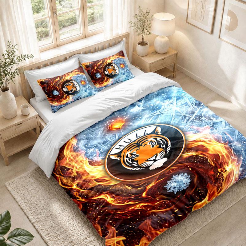 Bettwäsche-Set 1 Bettbezug 2 Kissenbezüge Hull City Fußball-Print Schlafzimmer Heimdekoration