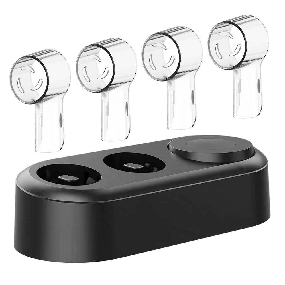 Бездротова магнітна зарядна база та 4 захисні кришки для насадок, сумісні з електричними зубними щітками серії Oral B iO 7 8 9 10