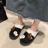 Warm and comfortable non-slip fluffy slippers cute cartoon kitten thick-bottomed cotton slippers 2025 autumn and winter new