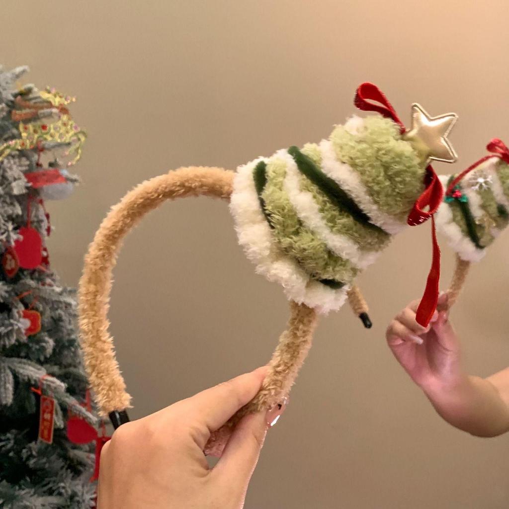 2025 Sonbahar/Kış Peluş Noel Ağacı Taç: Kadınlar İçin Eğlenceli ve Şenlikli Saç Aksesuarı