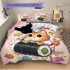 3pcs Kitten Making Sushi Print Bedding Set (1 Cover + 2 Pillowcases, Without Inserts), This Printed Bedding Set Is Soft and Comfortable, Suitable