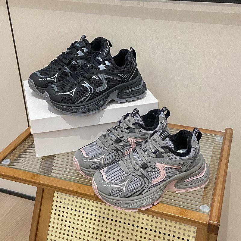 Fleece dad shoes girl, winter Korean version warm low-top sports shoes student cotton shoes ins trendy shoes