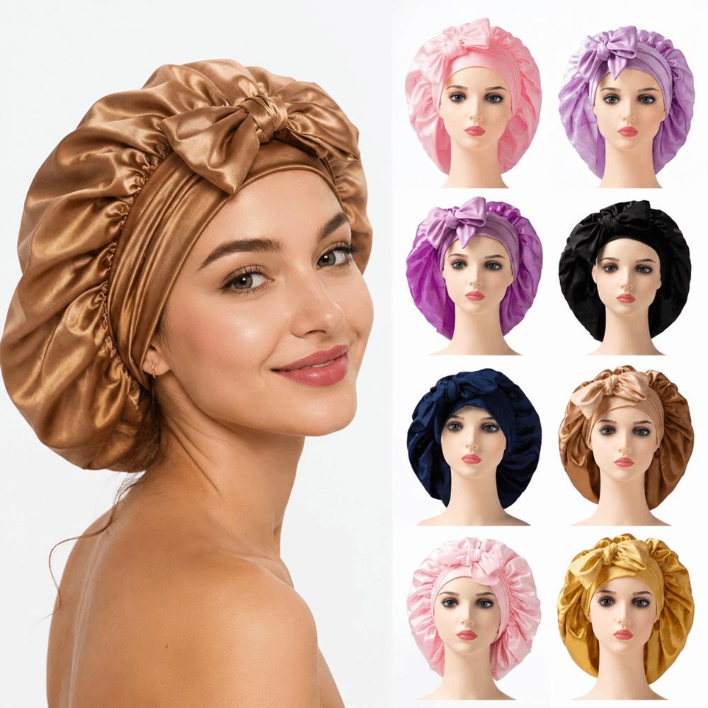 Solid Color Hair Care Cap Satin Material Satin Sleep Bonnet Protective Hair Bonnet For Women