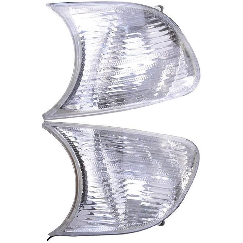 Front Corner Light Housing 63126904299 63126904300, Side Marker Light Lens Cover, 1998-2001 Compatible with BMW E46 2-Door - Clear Lens
