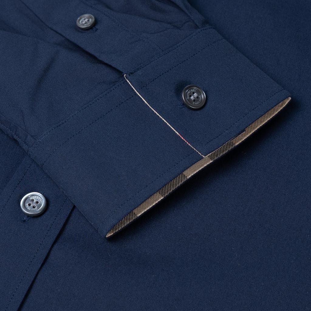 Burberry Shirts Men's Dark Blue Lapel Moderate Shirt 39911571