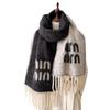2024 Solid Color Wool Letter Scarf for Couples: Warm Autumn/Winter Tassel Design for Men & Women