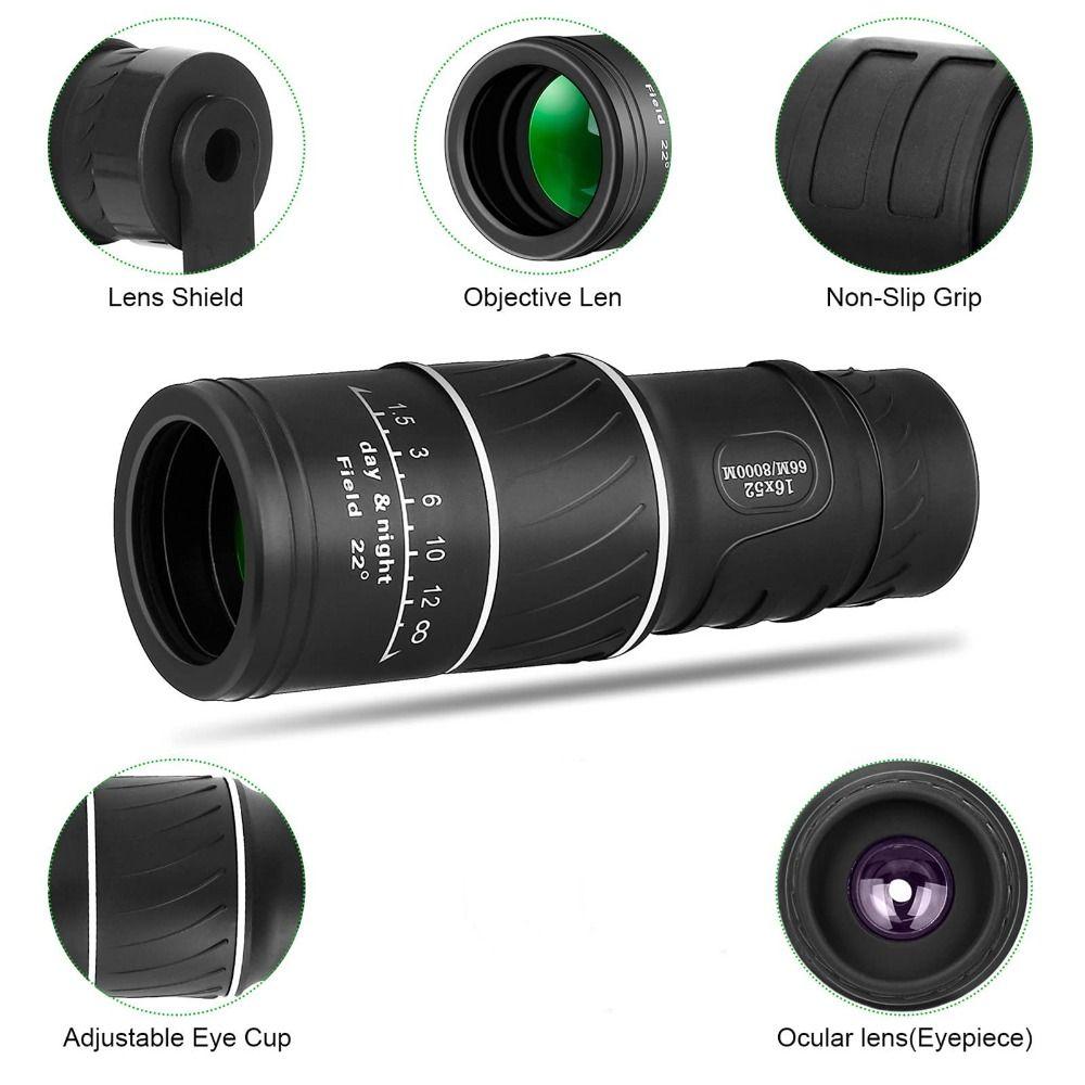 Telescop Monocular 16x52 Telescop Spion de Noapte de Înaltă Definiție pentru Drumeții și Alpinism
