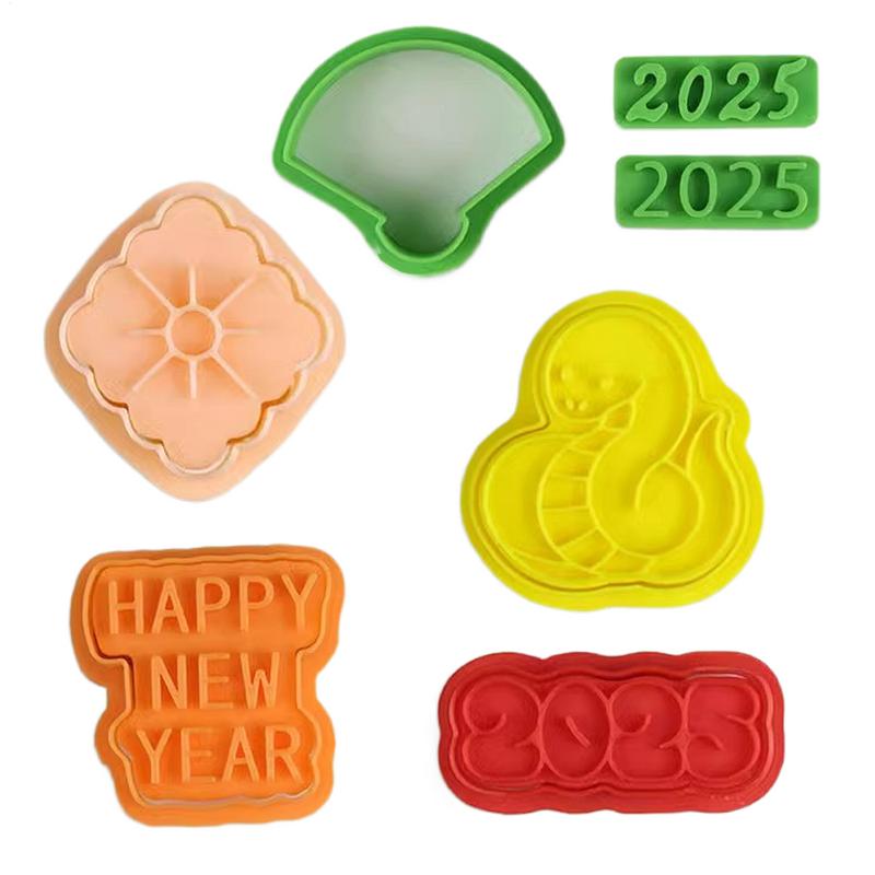 Happy New Year Cookie Stamp Snake Cookie Cutters Stamp Spring Festival Cookie Mould Baking Cutters New Year Shapes Kids Baking