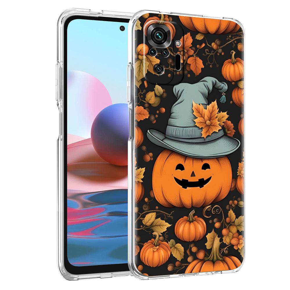 Transparent Phone Case for Redmi 14C 13C 10C 10 9 Note 13 12 11 K50 K40 Plus Pro 4G 5G Soft TPU Cover Halloween Pumpkin Pattern