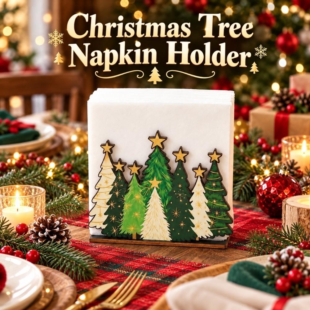 Detachable Desktop Tissue Box Wooden Xmas Paper Holder Paper Towel Rack Dining Room Decor