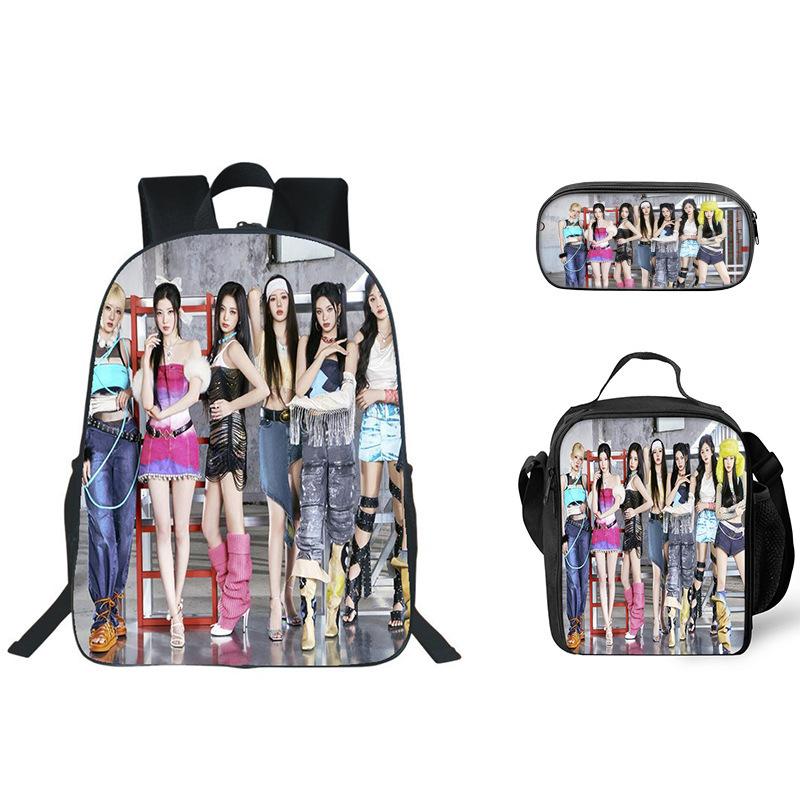 Babymonster Printed Schoolbag Pencil Bag Ice Bag Three-Piece Set Primary And Secondary School Children'S Storage Bag