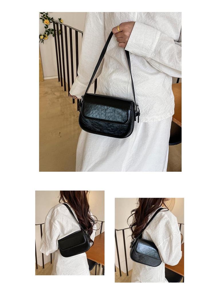 Damska Mała Kwadratowa Torba Crossbody 2024: Jednolity kolor, Teksturowany w stylu retro, Modny fason na ramię