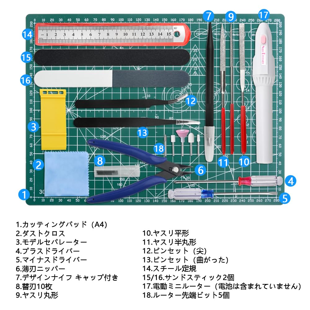 WMYCONGCONG Plastic Model Tool Kit for Includes Knife Replacement Precision Mini Cutting and Plastic Model Tool Kit 18-Piece Beginners, Thin-Blade