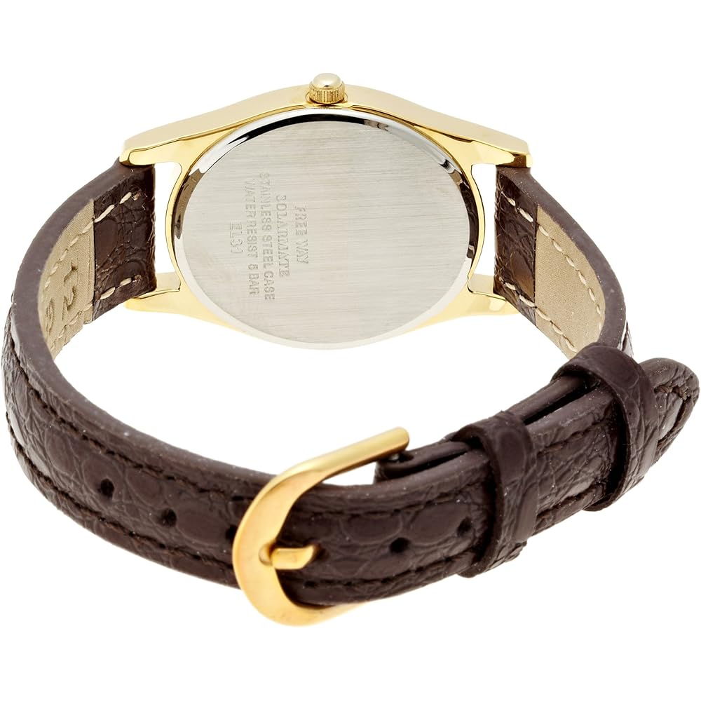 Citizen Q&Q Analog Solar Waterproof Watch with Leather Strap for Women White Brown