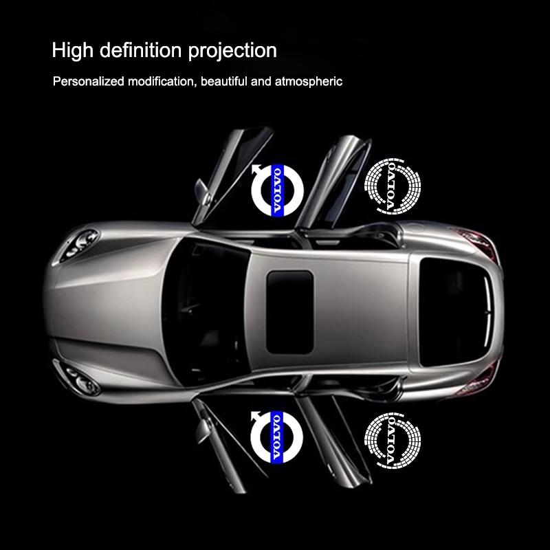 AABBC1 2Pcs LED Welcome Lights Car Door Emblem Projector Lamps Sticker For Volvo XC90 V90 V60 XC60 V40 EC40 EX40 S80 S60 S90 C40 XC40