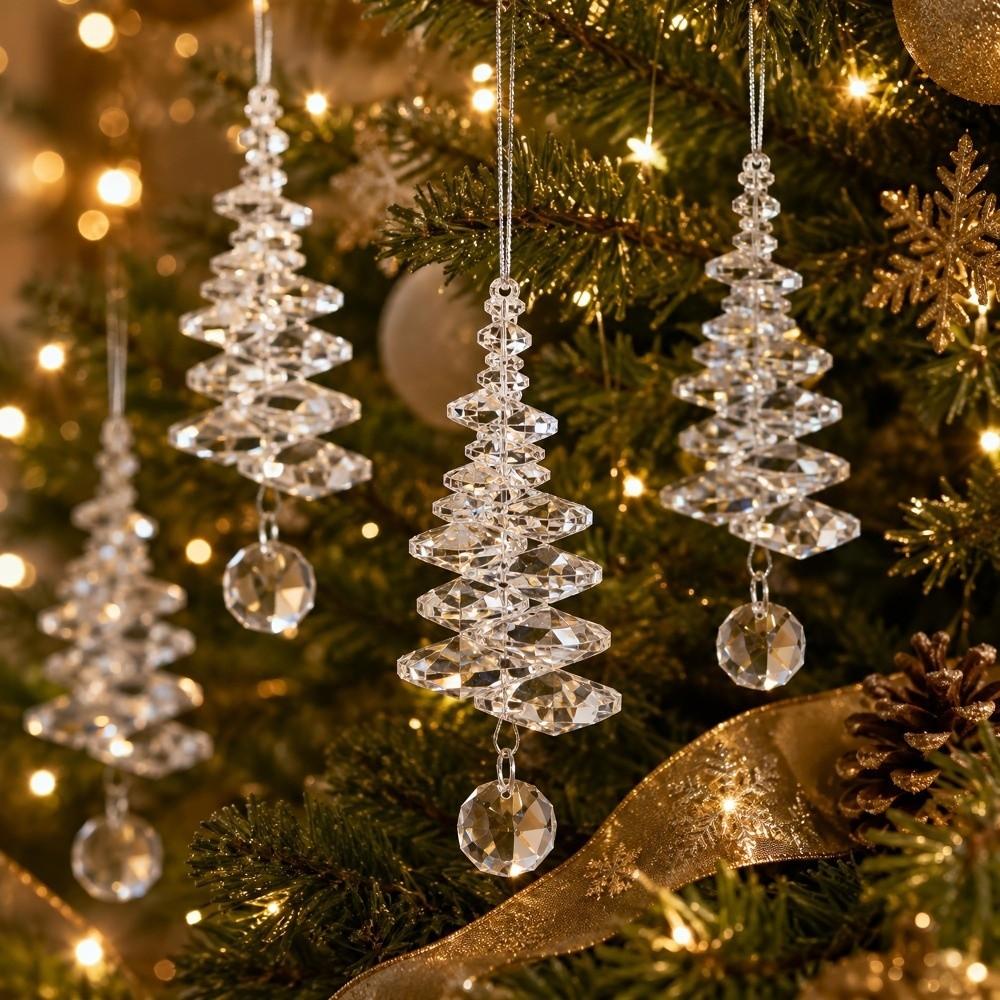 Crystal Christmas Icicle Pendants Bead Design Rhinestone Tree Pendants  Christmas