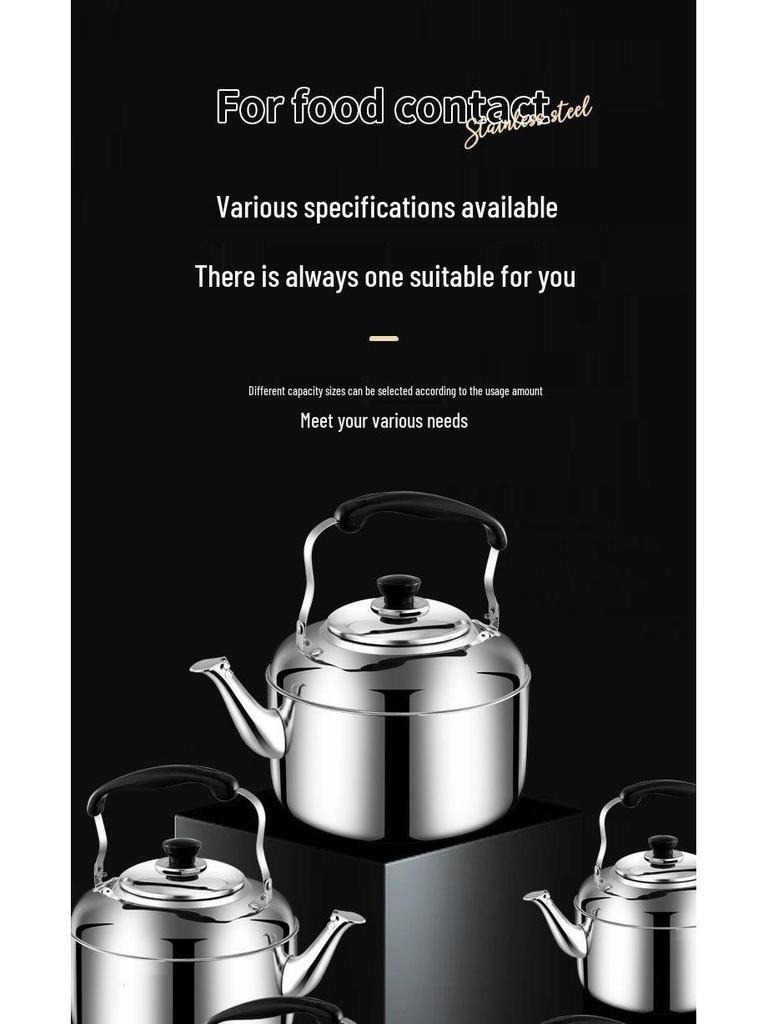 Food Grade Stainless Steel Whistling Kettle, Large Capacity for Gas and Induction Stoves
