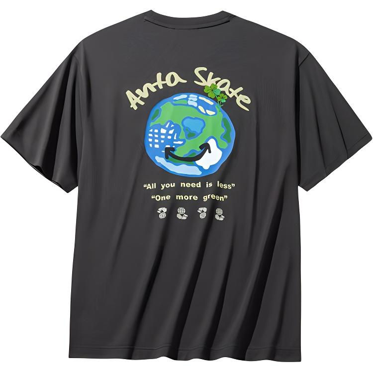 Anta Lifestyle Series Letter Print Breathable Versatile Casual Short Sleeve T-Shirt Unisex Tops 172438109-3